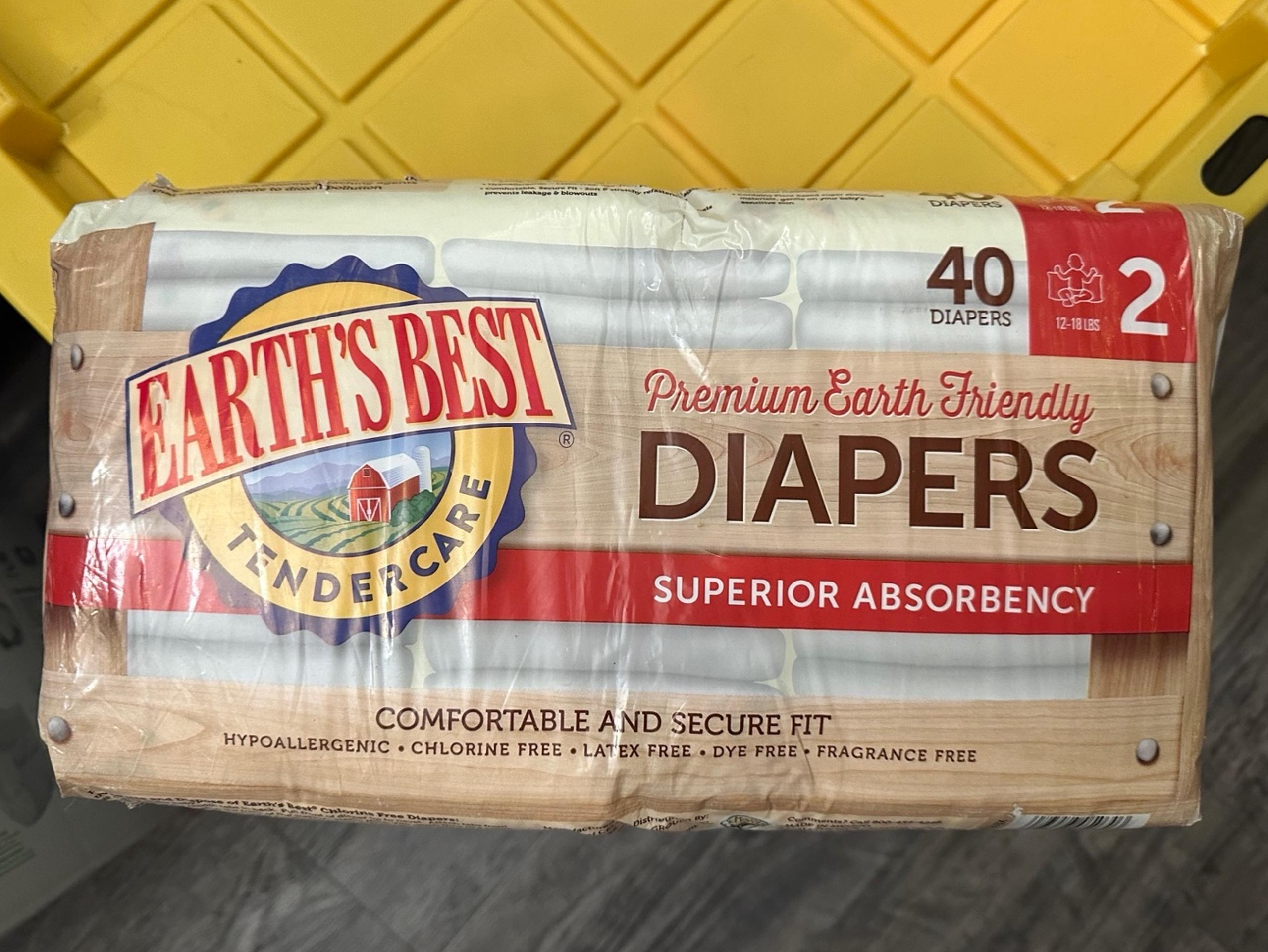 Premium Earths Best Size 2 Diapers 40 Count