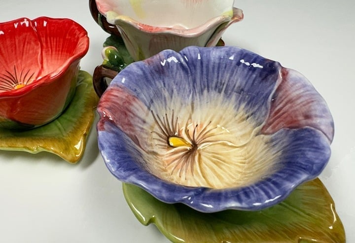 Three(3) Garden Collection Tea Cup & Leaf Saucer