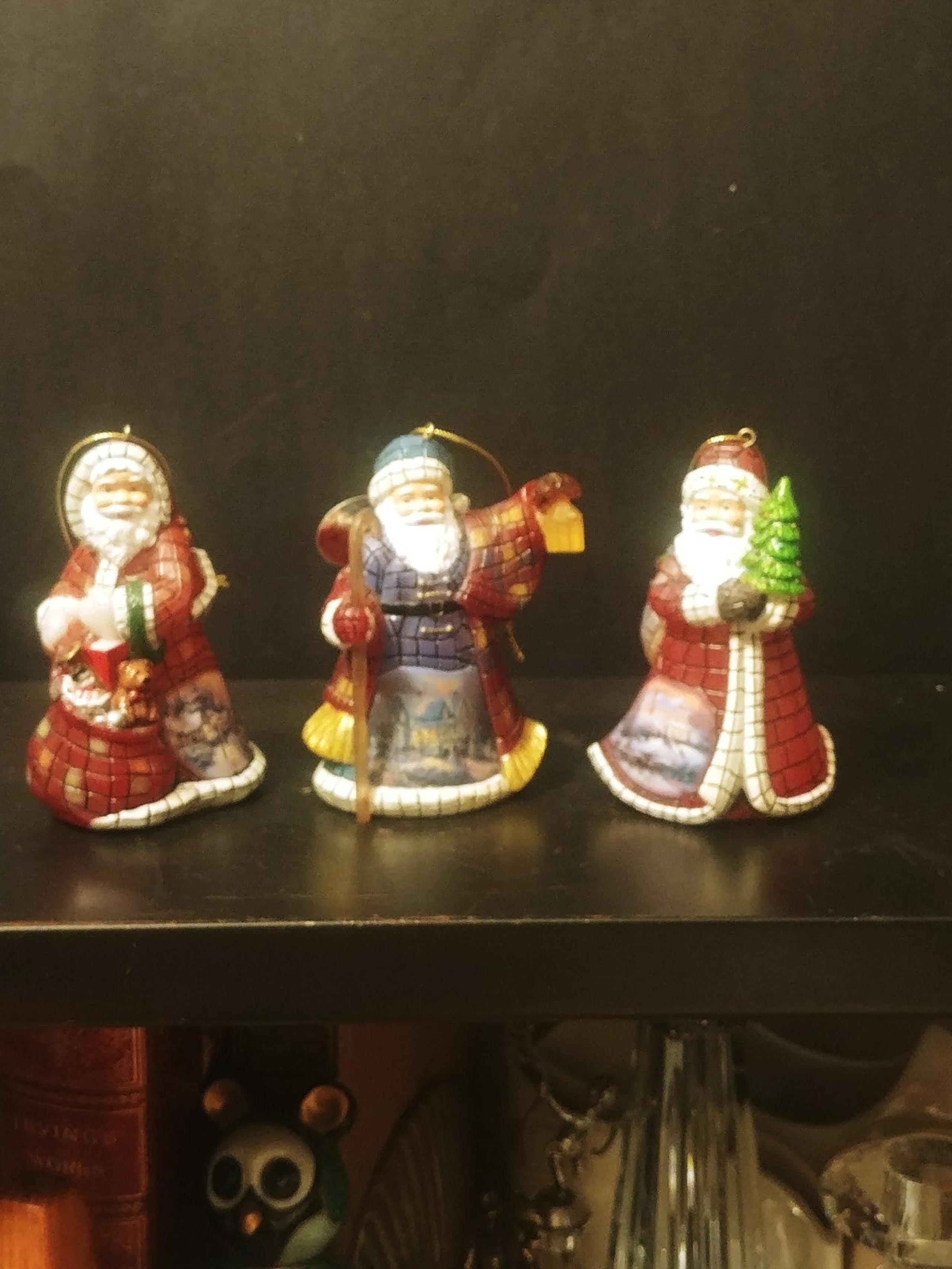 3 Ashton Drake Santa Heirloom Ornaments Thomas Kinkade Artwork