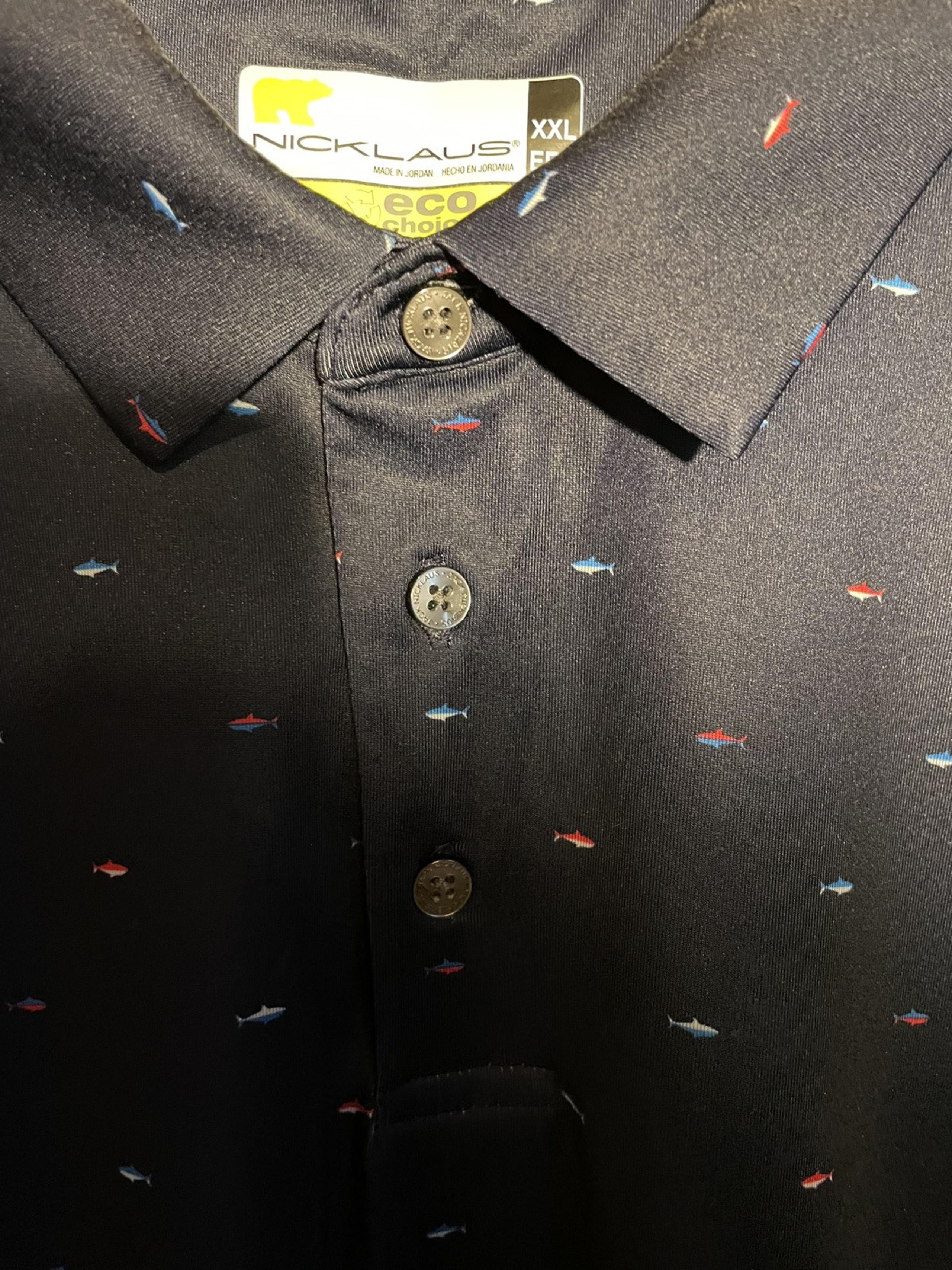 Nicklaus Fish Design Navy XXL Golf Shirt P-P26 L31