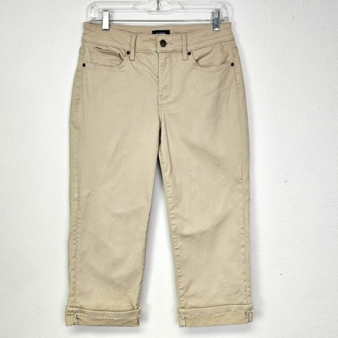 NYDJ. Marilyn Straight. Lift & Tuck Technology. Tan Capri Cuffed Pants/Jeans. 4.