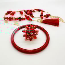 Modern Vintage Red Statement Jewelry Lot