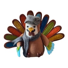 2017 Spritz Target Thanksgiving Sitting Turkey Felt Herringbone Hat Scarf