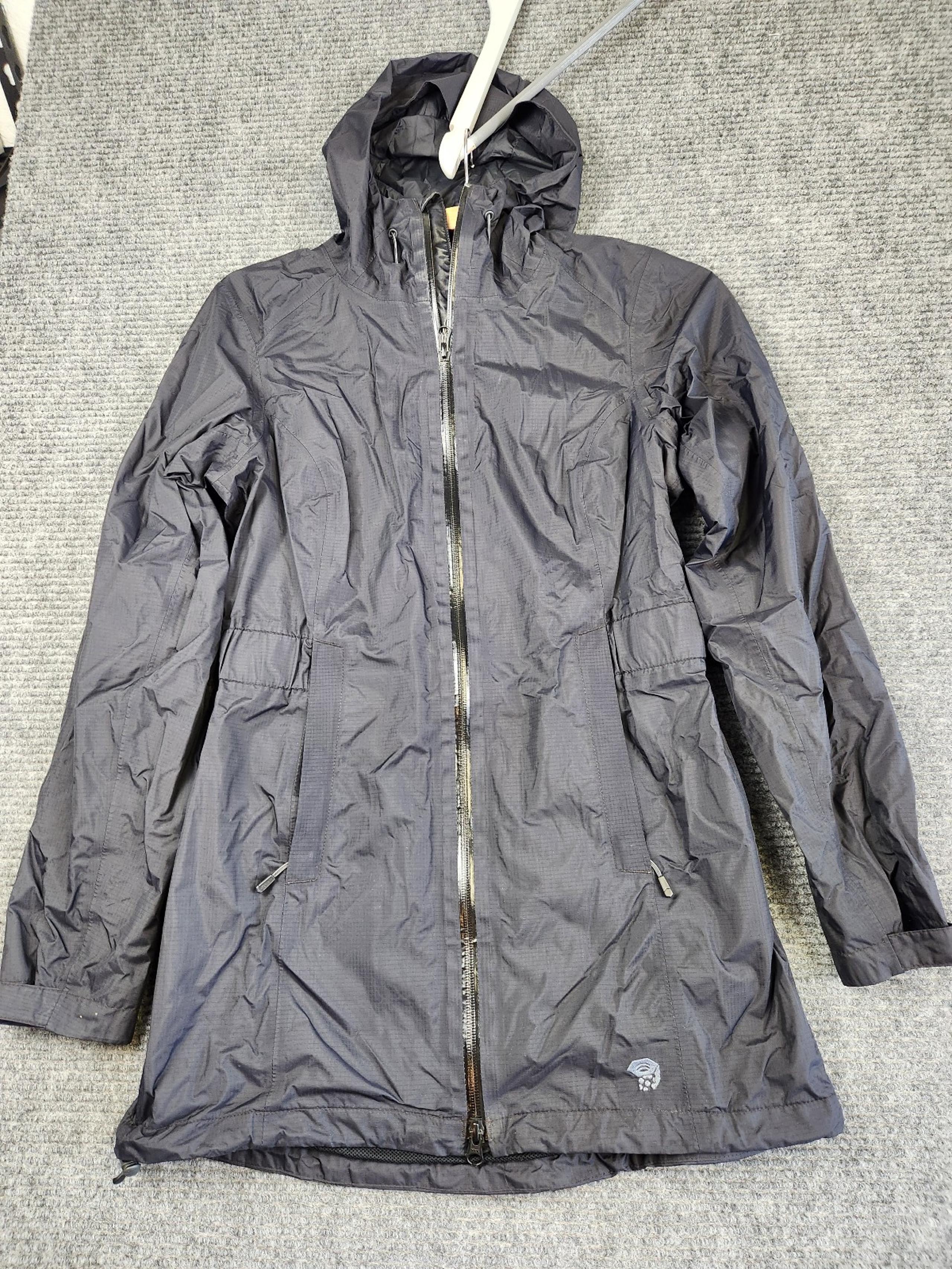 Mountain Hardwear Womans Rain Jacket Black Size XS Full Zip Hooded Outdoor