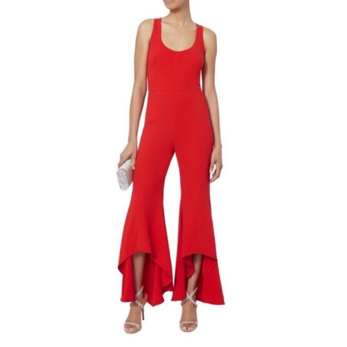 INTERMIX Gabrielle Ruffle Pant Jumpsuit SIZE-4 COLOR Red 285