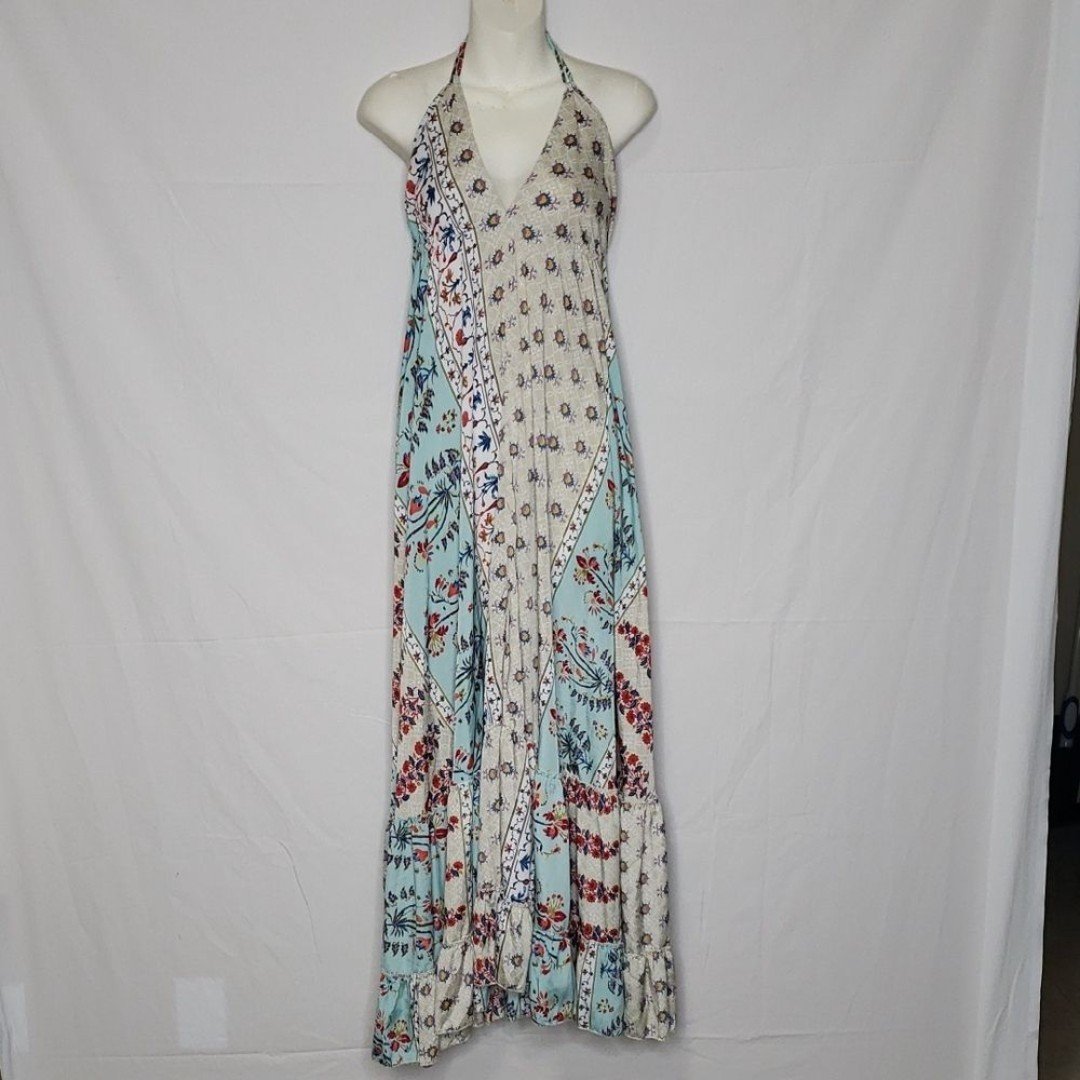 Karma Highway Womens Halter Tiered Maxi Dress Boho Gypsy Festival One Size
