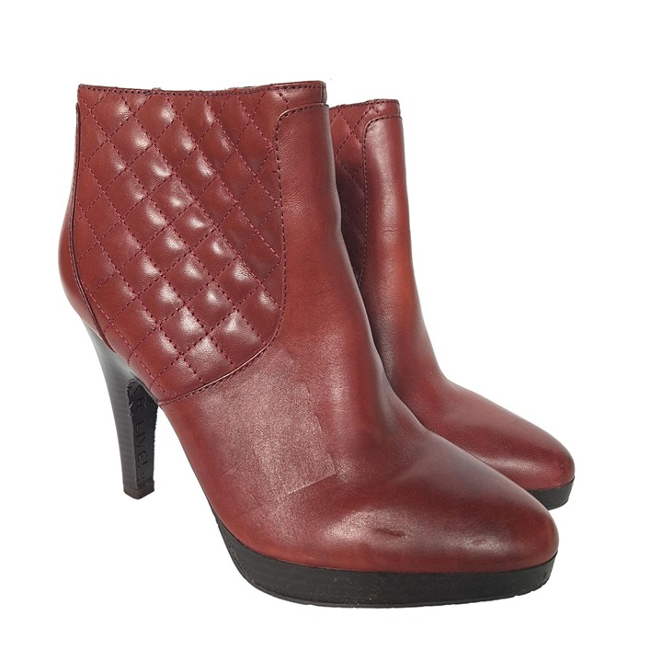 Isaac Mizrahi Live Womens Selena Red Leather Quilted Ankle Boots Shoes Size 7.5M