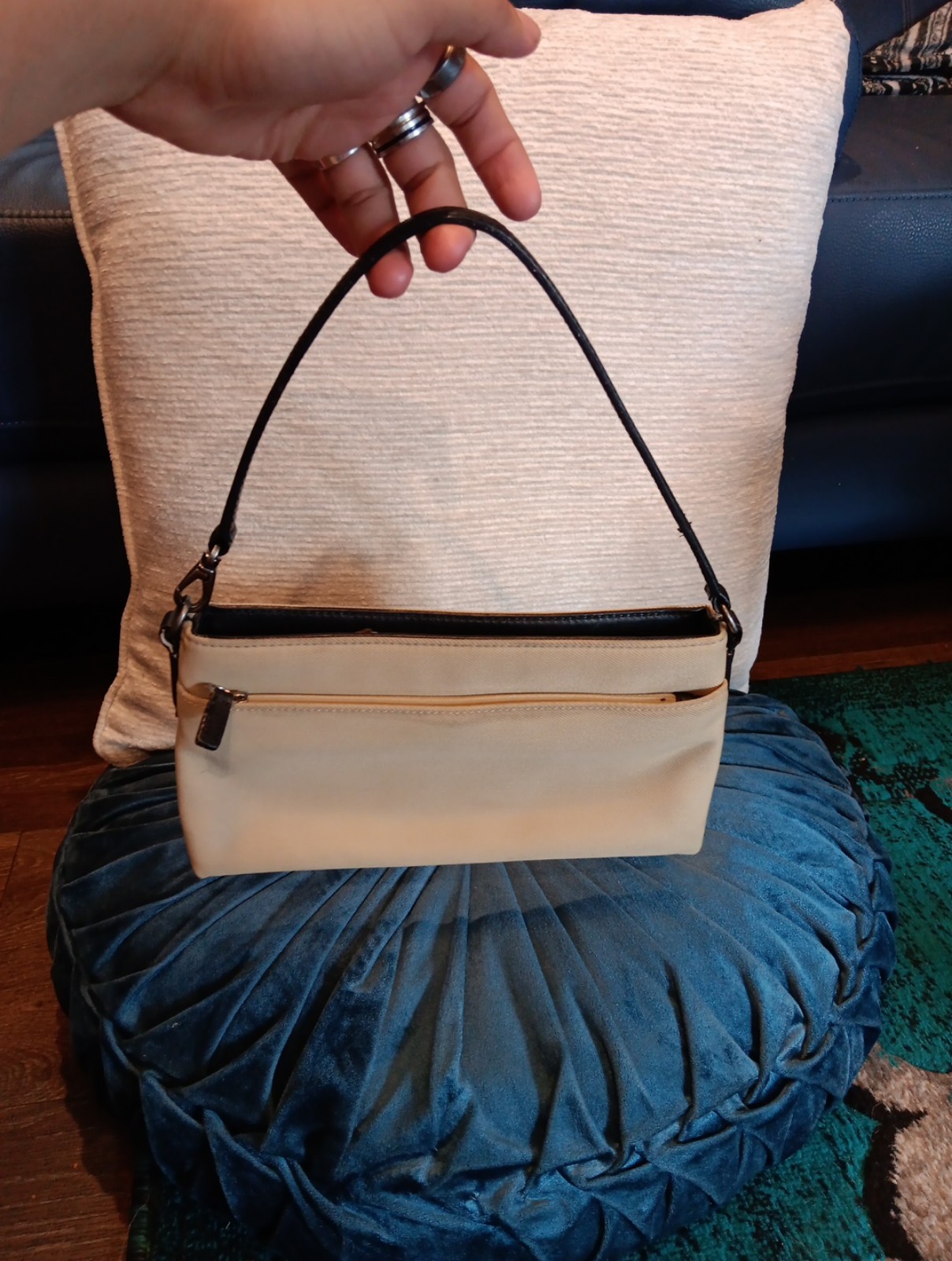Vintage Coach Mercer Demi Handbag Tan Evening Bag Mini Purse Nylon Leather 7407