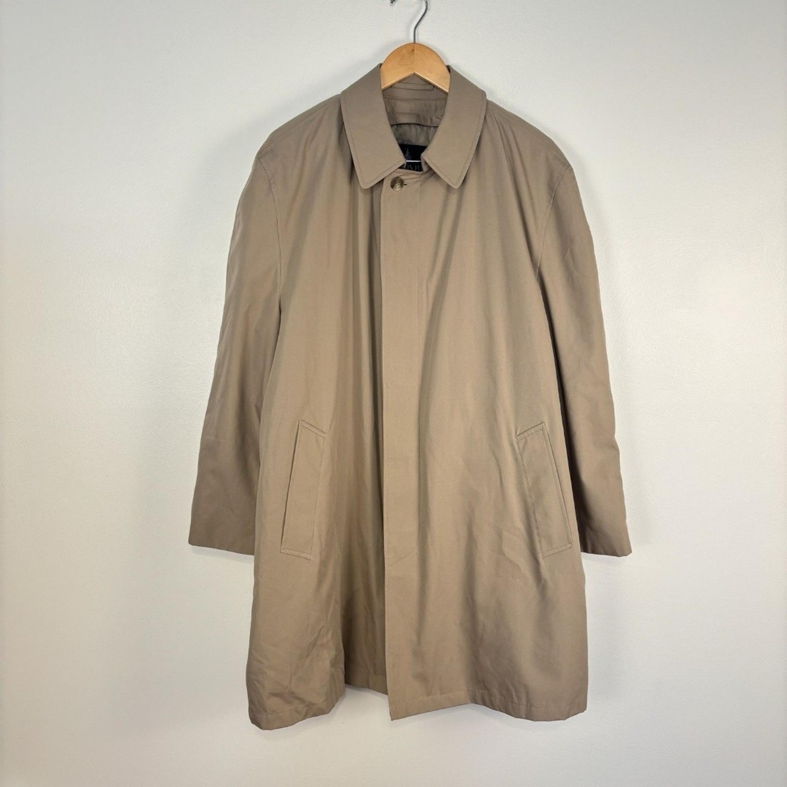 London Fog Men's Tan Trench Coat Jacket Removable Liner Size Large Regular