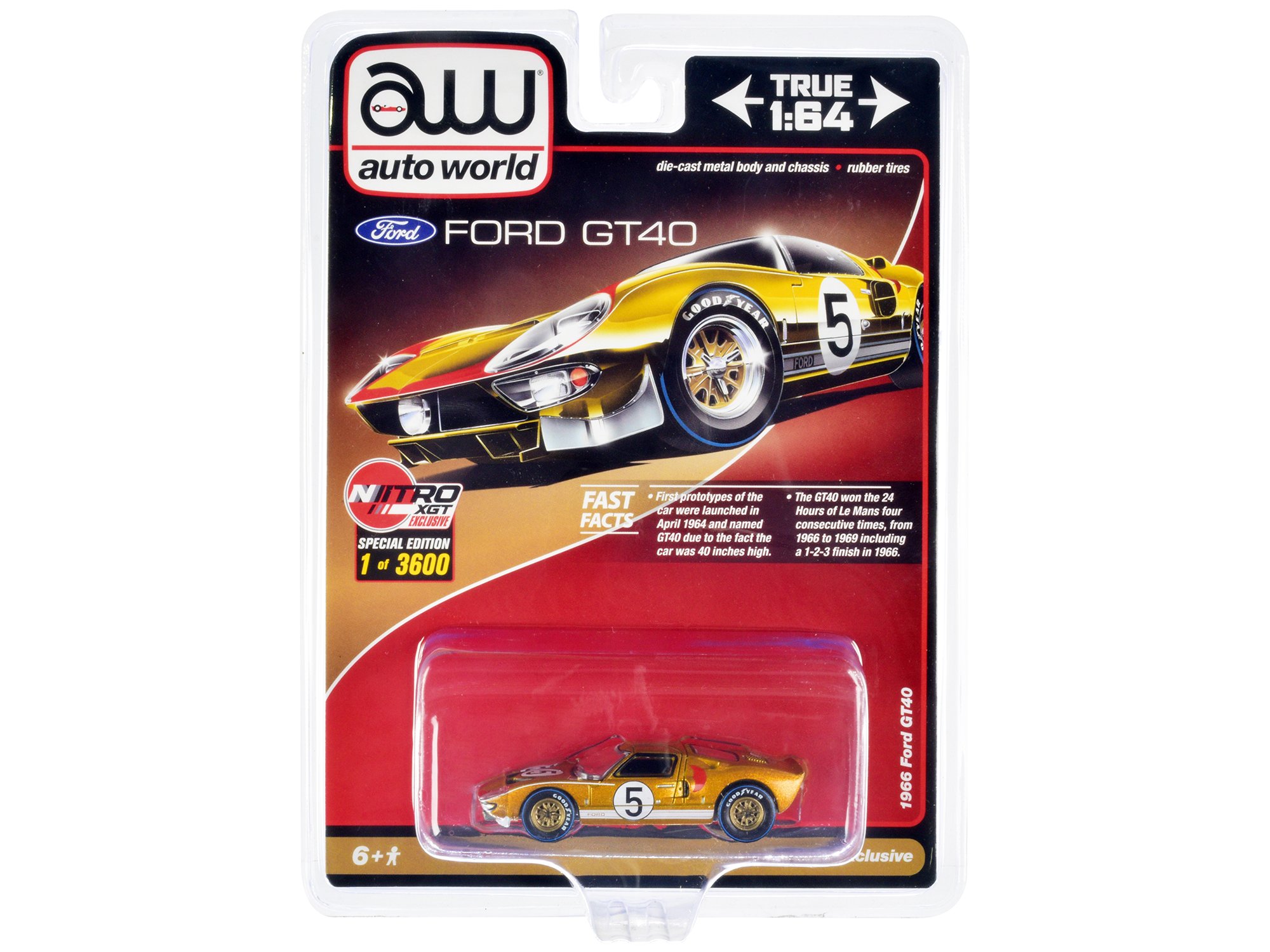 1966 Ford GT40 RHD (Right Hand Drive) #5 Gold with Graphics Limited Edition to 3