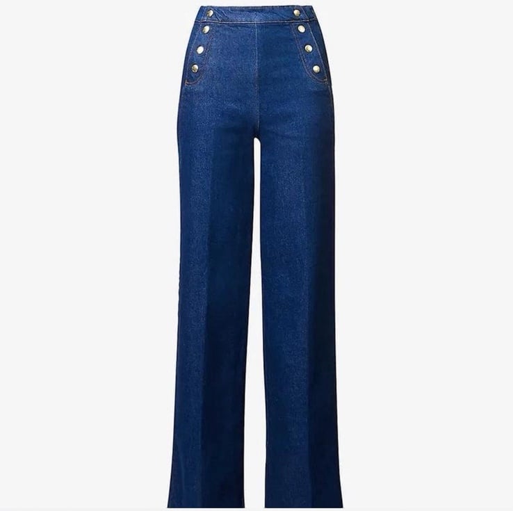FRAME Sailor Snap High Waist Wide Leg Jeans
