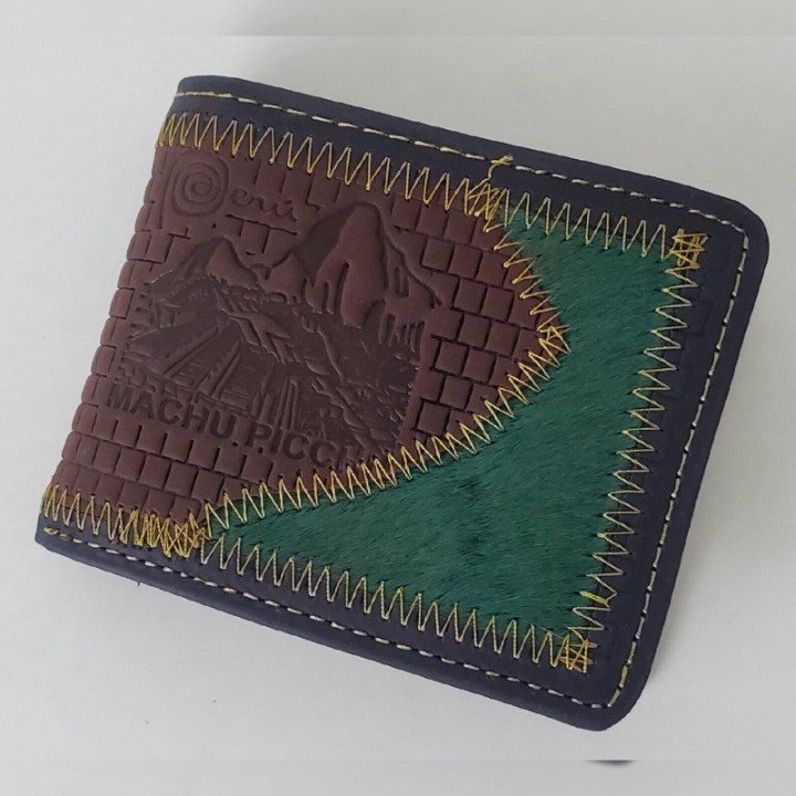 PERU MACHUPICCHU MEN'S FLAP MULTI CREDIT CARD ID EMBOSSED LEATHER BIFOLD WALLET