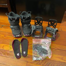 Kids burton mini grom snowboard boots 12C & bindings