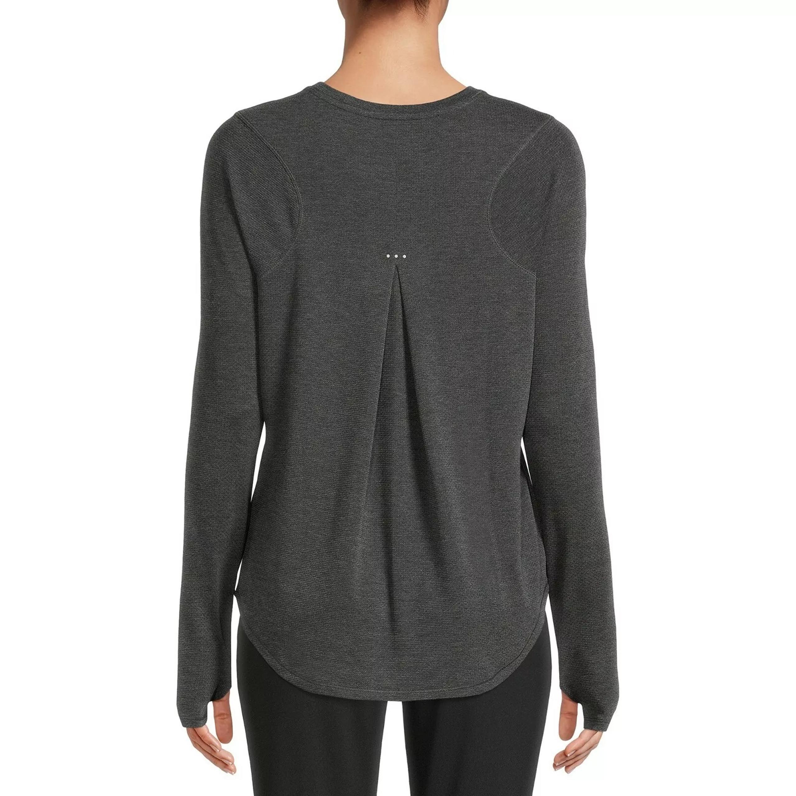 Avia Women's Performance Long Sleeve T-Shirt Black Soot Charcoal Gray