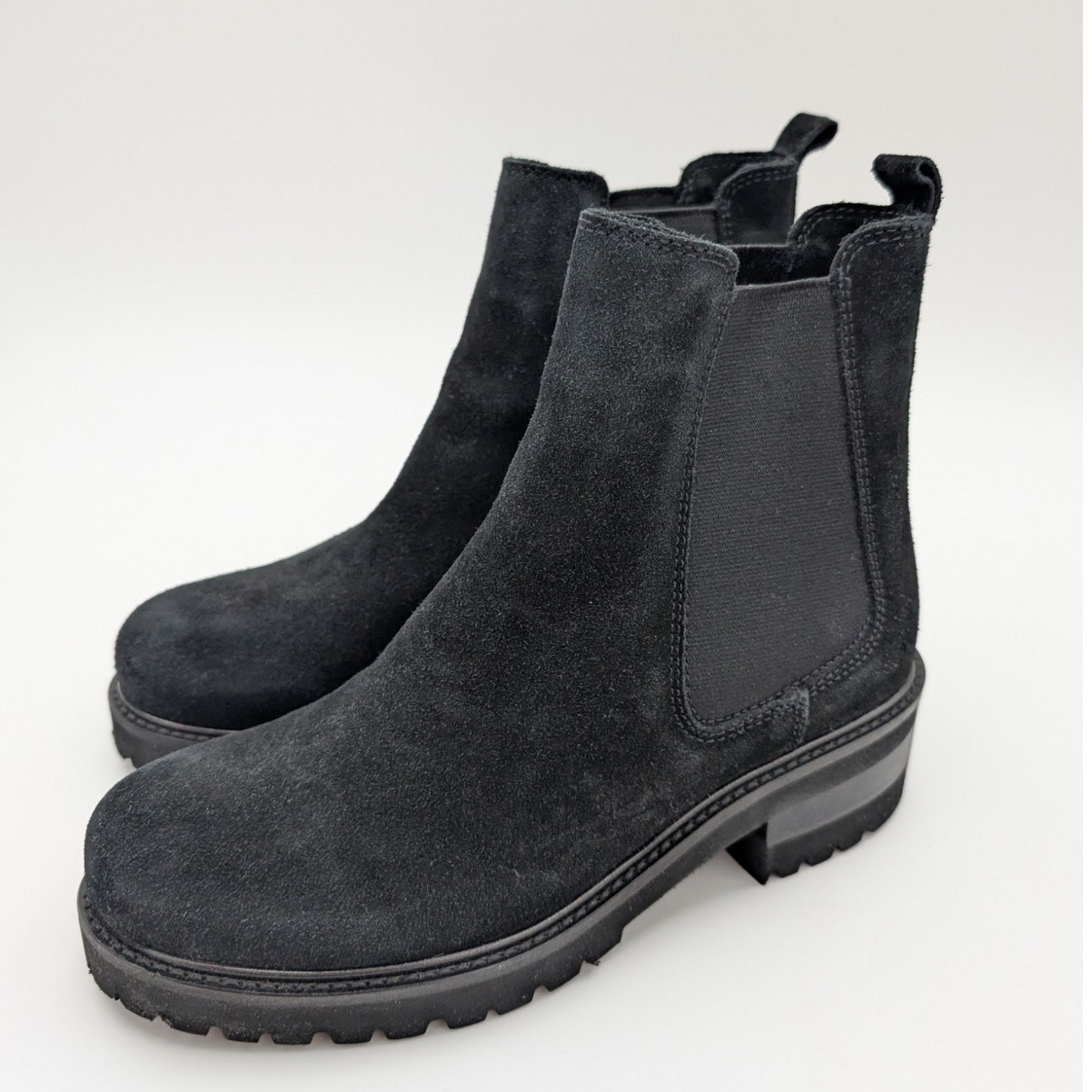 La Canadienne Connor Waterproof Suede Chelsea Boots Black Womens Size US6M EU37