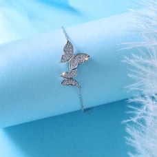 925 Silver Diamond Butterfly Bracelet