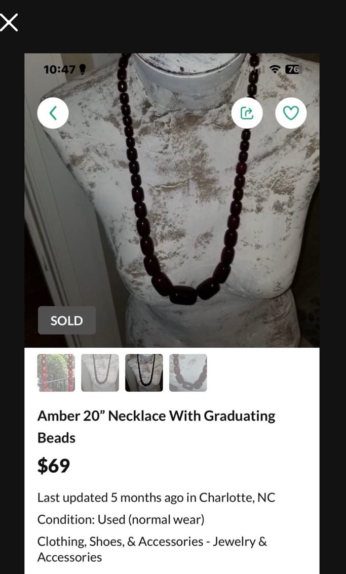 Amber Necklace w/graduating bead size