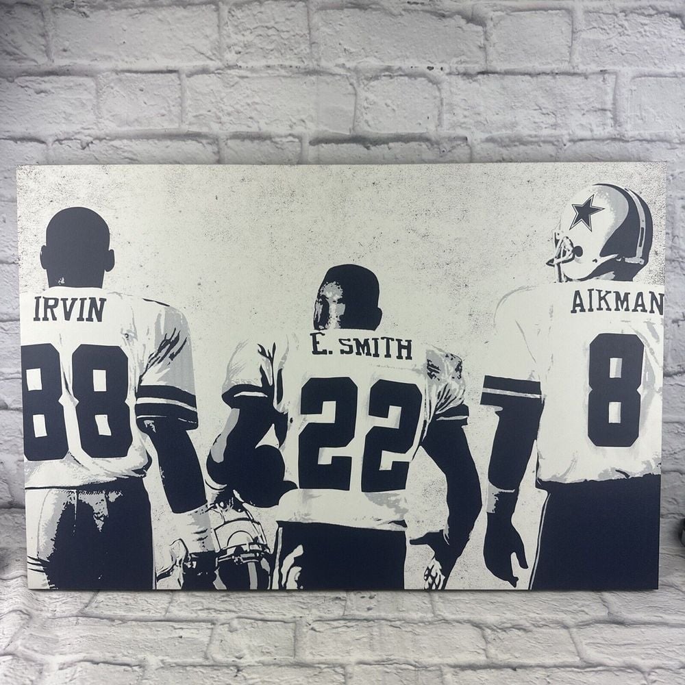 The triplets Dallas Cowboys Canvas Picture 30 By 20 Irvin/smith/Aikman