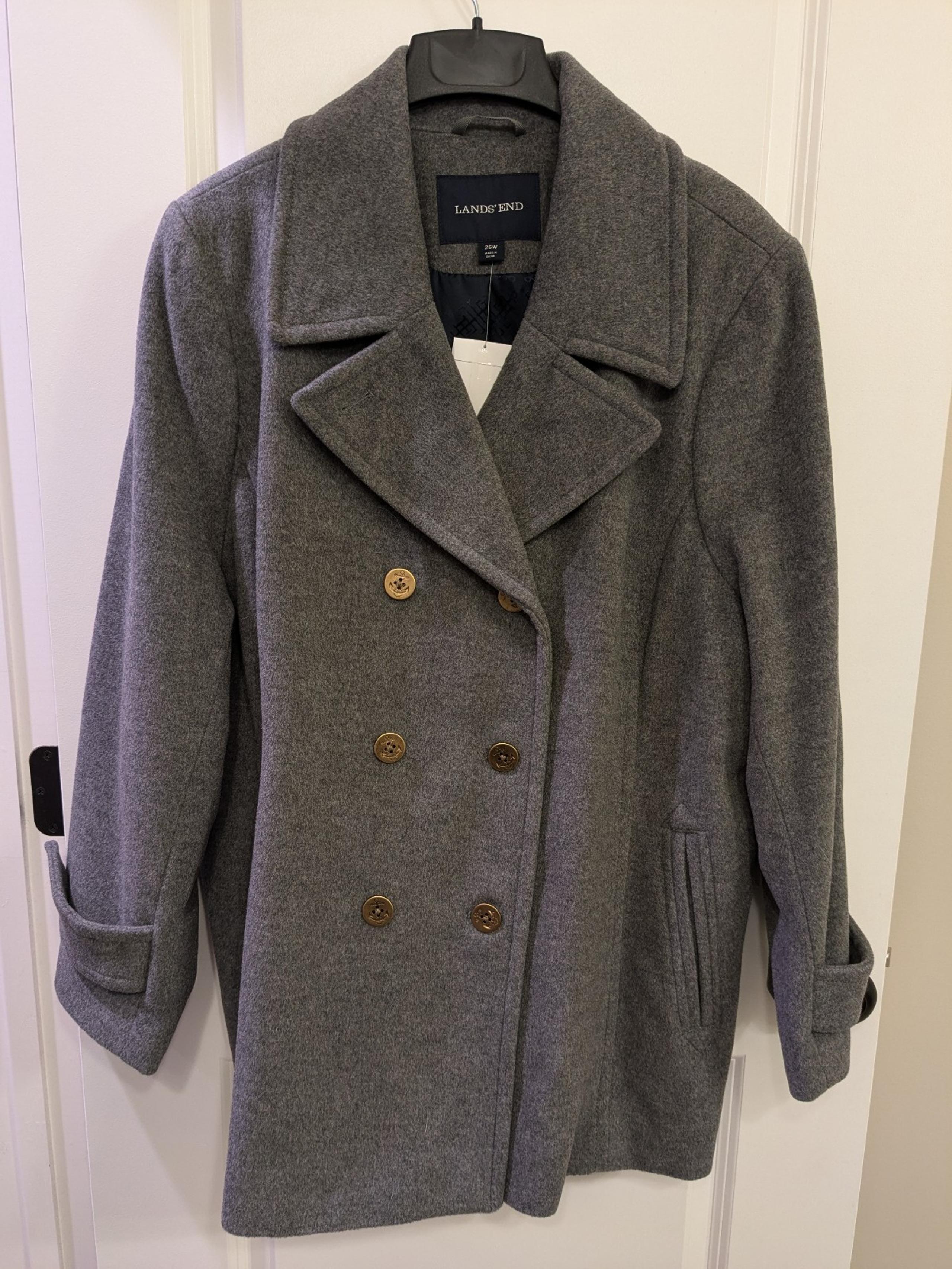 Lands' End Gray Pea Coat