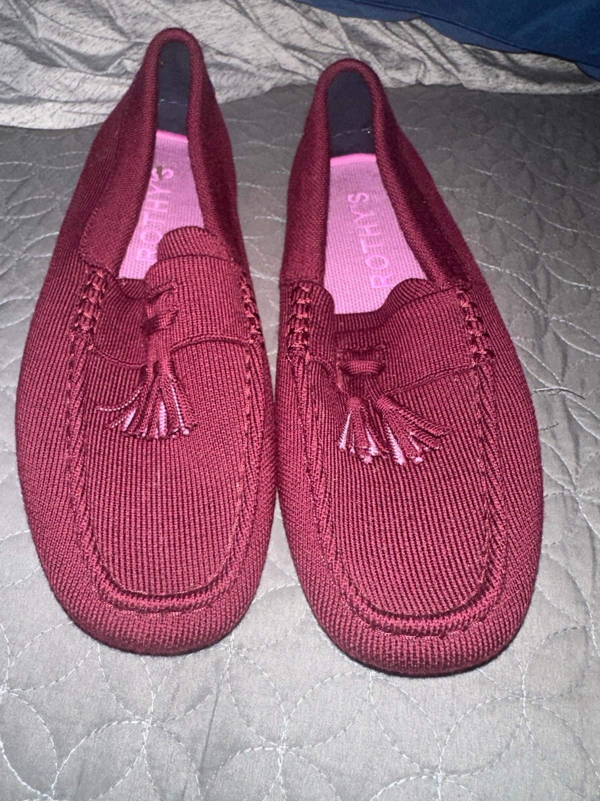Rothy's Driver Merlot Burgundy Men Shoes Flats Loafers Slip Ons Size 8.5