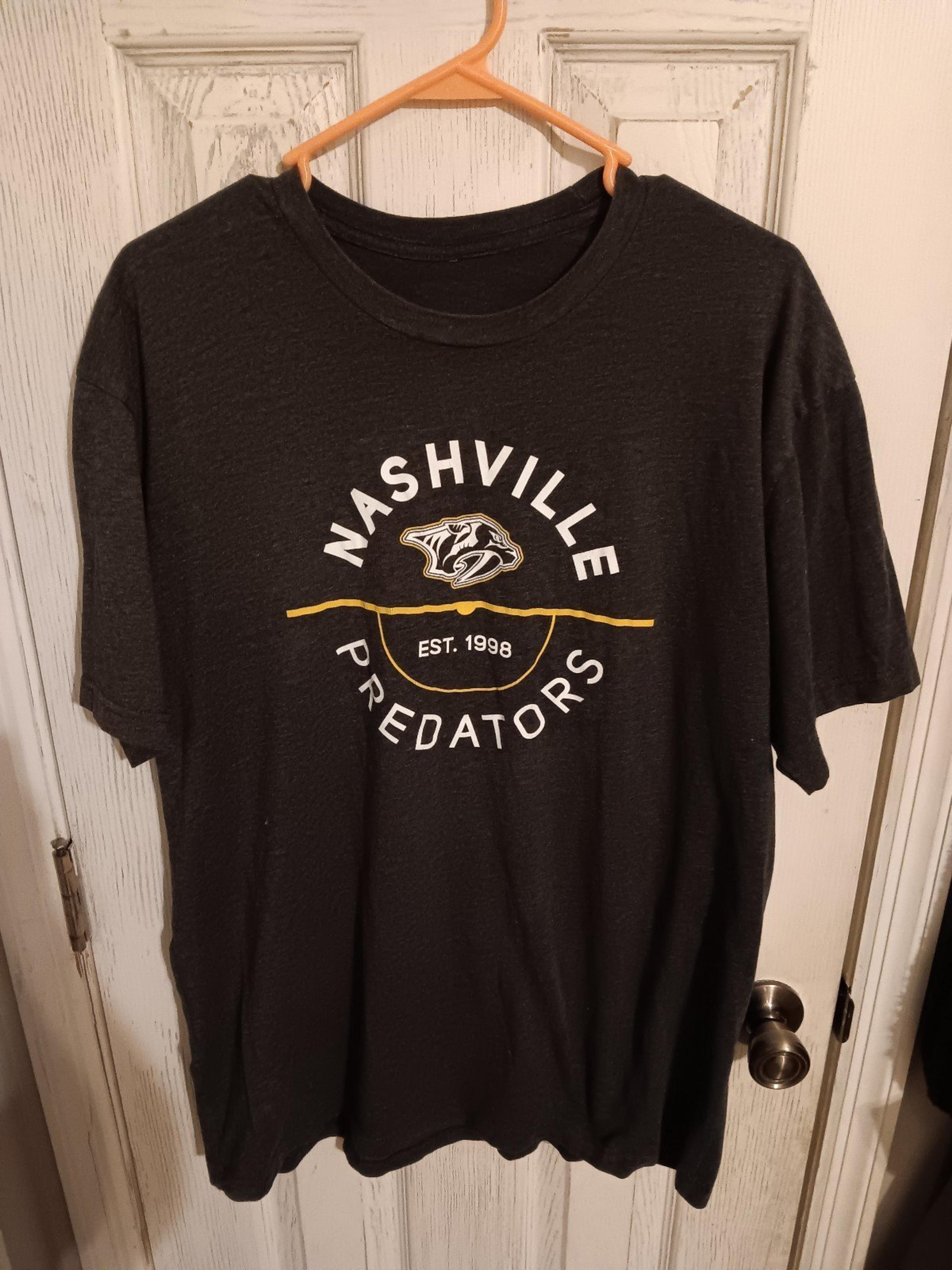 NHL Mens Gray XL Nashville Predators Est 1998 Graphic Design Tshirt