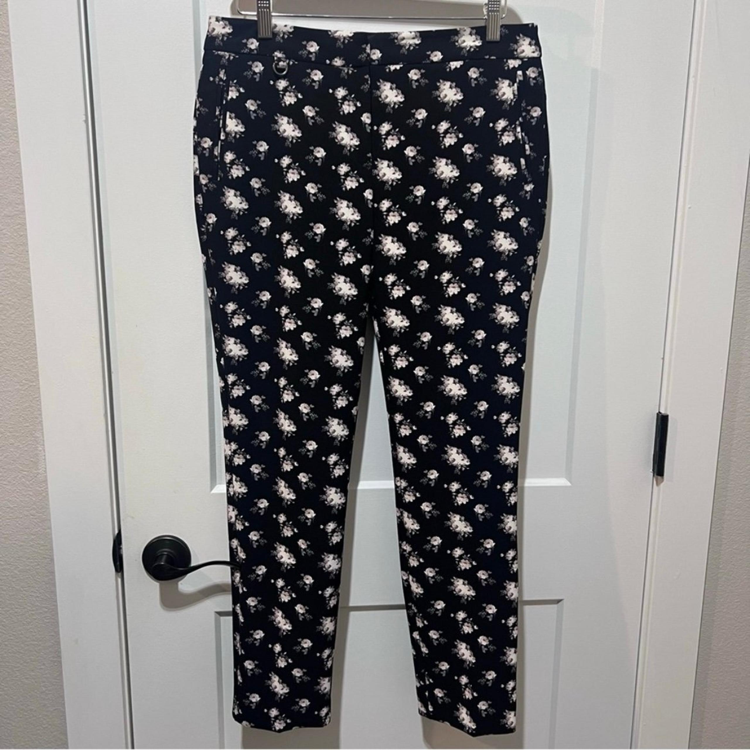 Adrianna Pappel Floral Tailored Straight Leg Ankle Length Pants