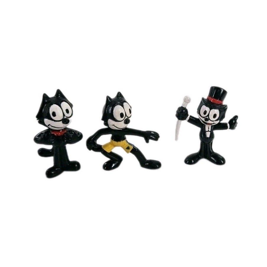 Lot of 3 Felix the Cat PVC Figures by Applause 1989 Bow Tie Top Hat Shorts 2