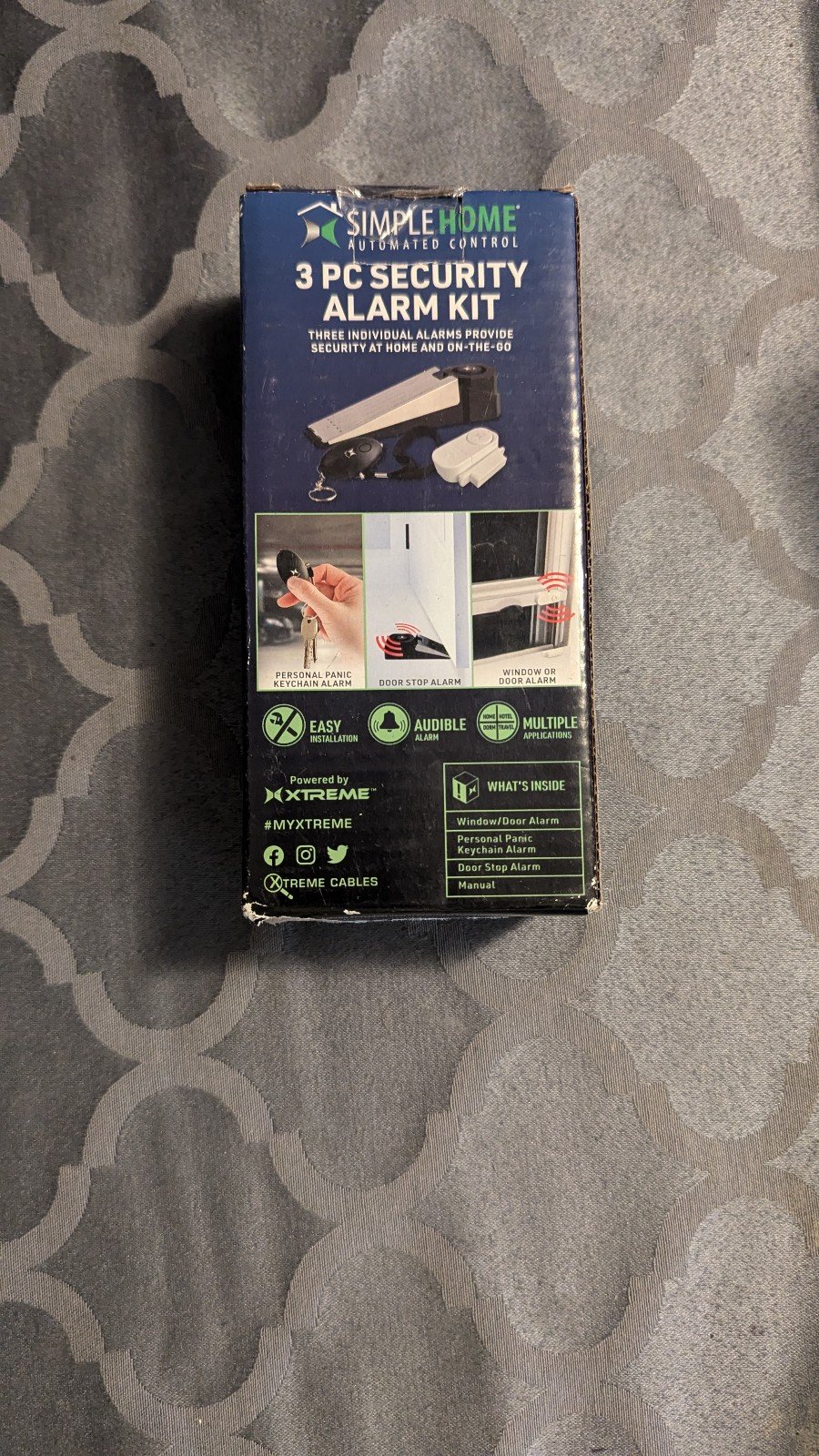 Three-piece security alarm kit