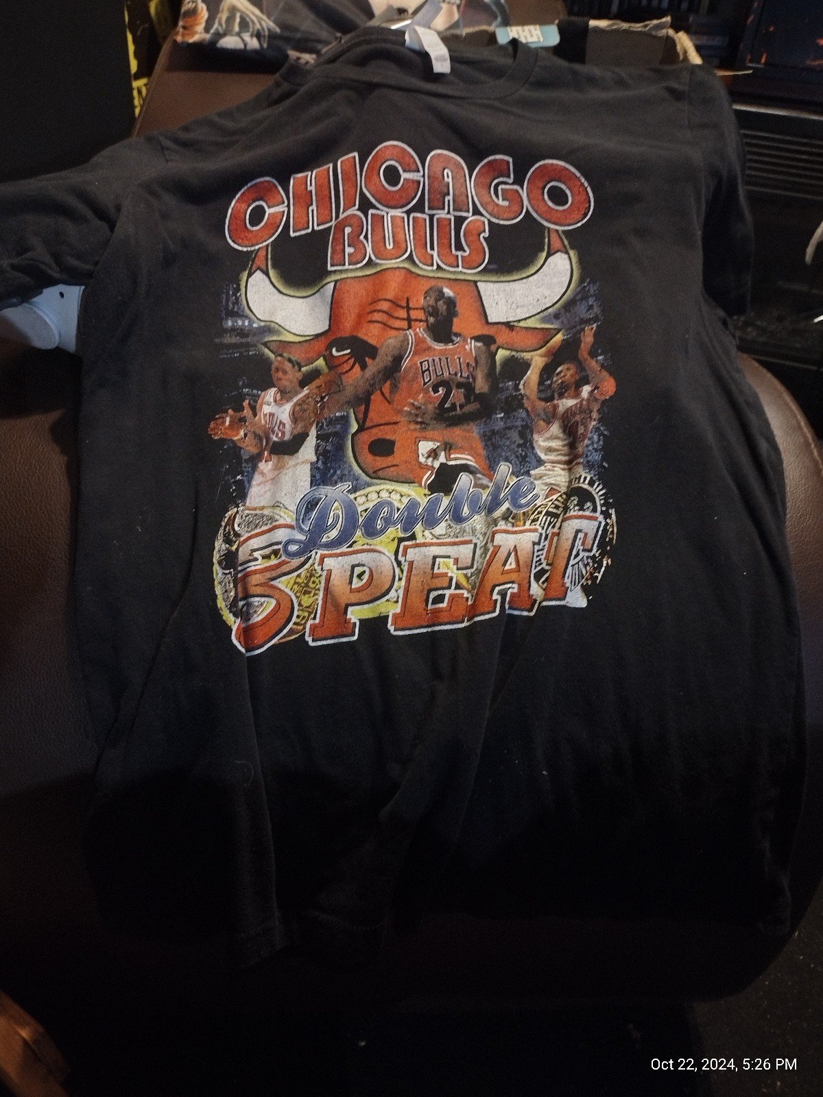 Vintage 1998 Chicago Bulls Double 3Peat Rap Tee T-Shirt large