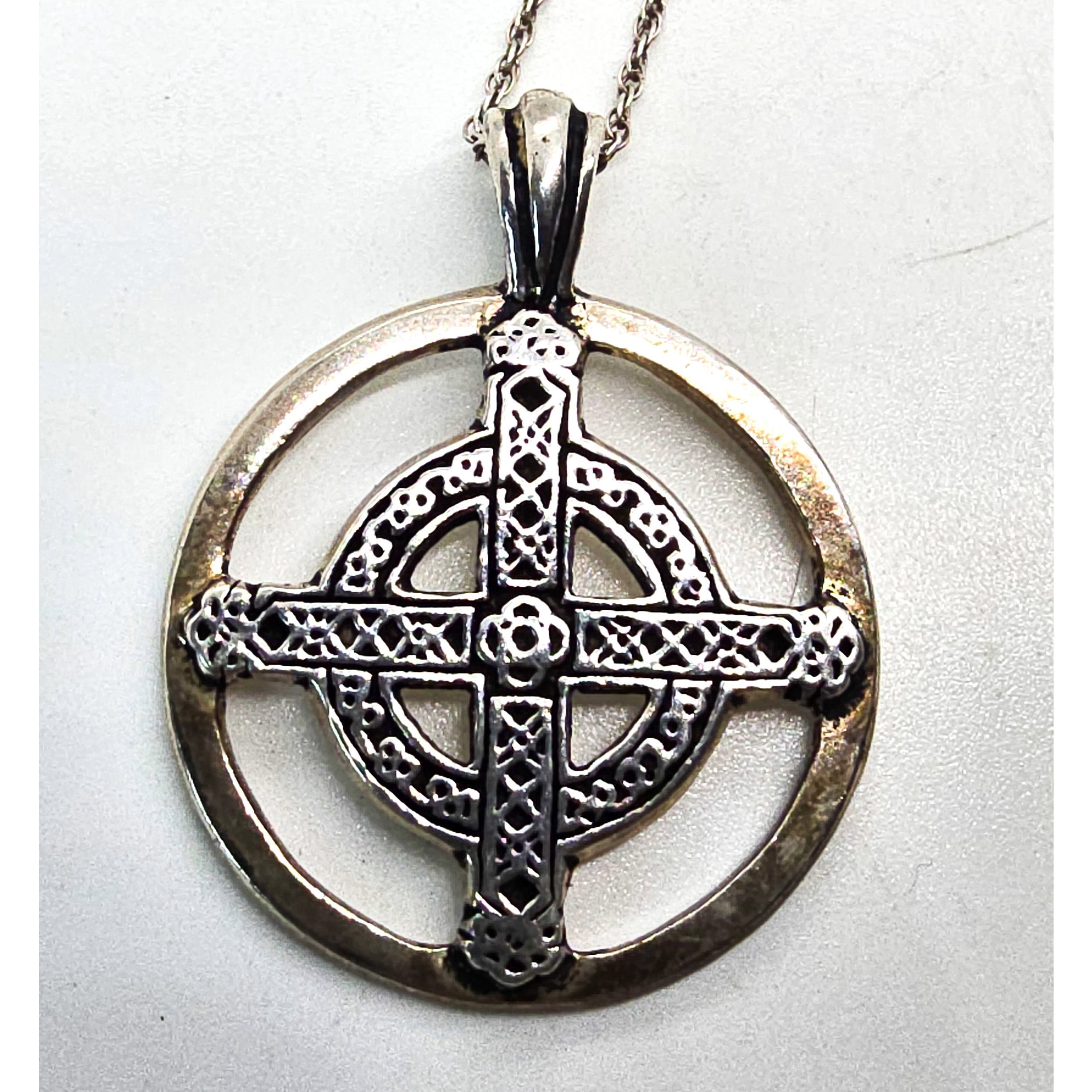 Celtic Harmony Union Male and Female Unity Cross sterling silver necklace