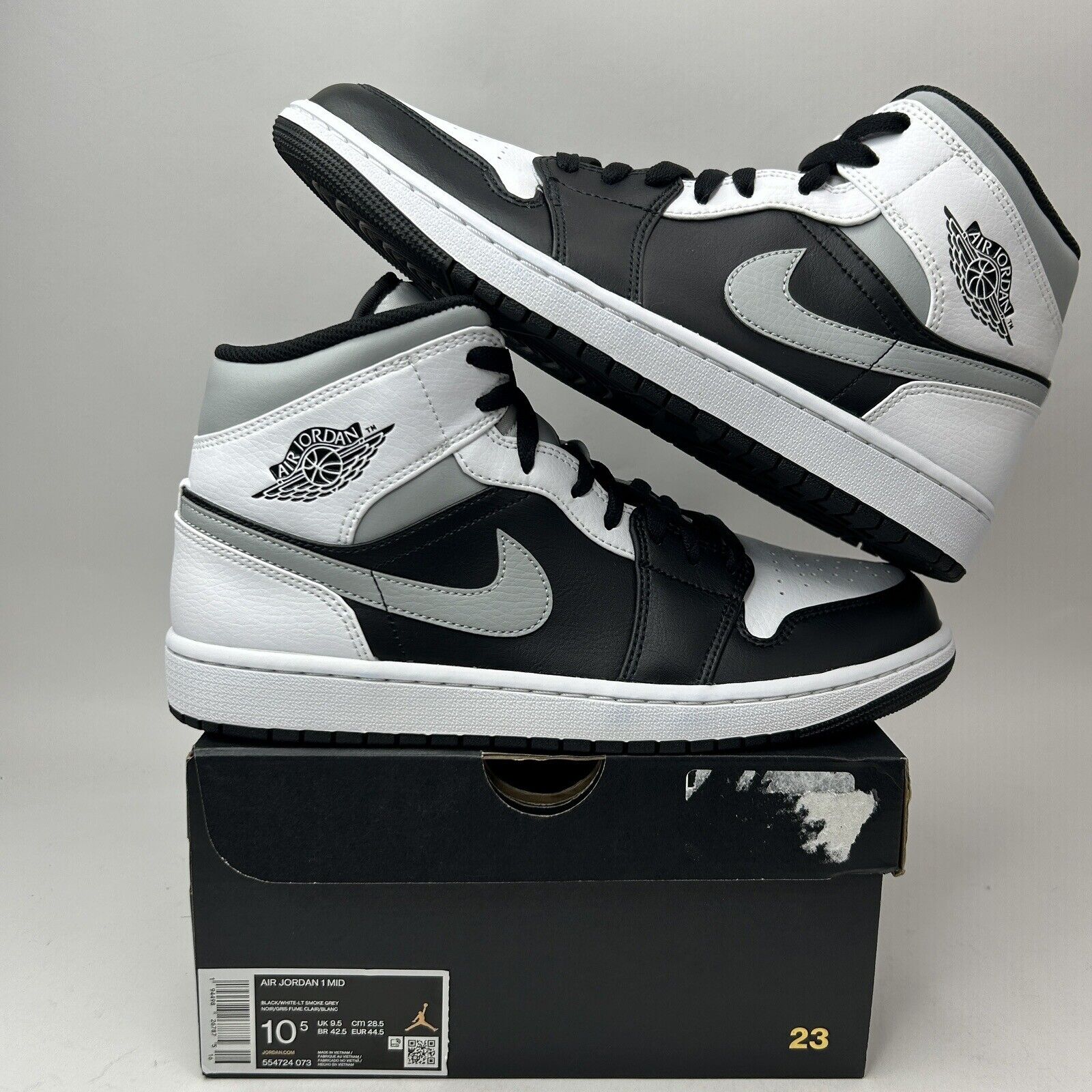 Nike Shoes Air Jordan 1 Mid Retro “White Shadow/Light Smoke Grey” 2023