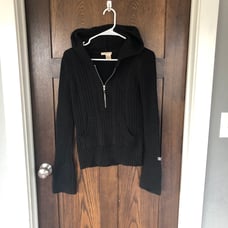 DKNY jeans V-neck cable knit black hoodie size small