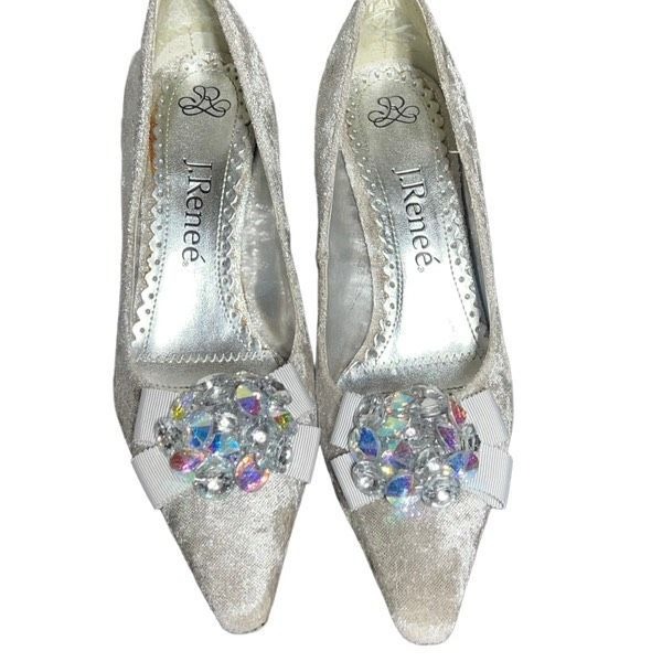 J Renee Alexis Jeweled Velvet Pumps Wedding Shoes Size 5