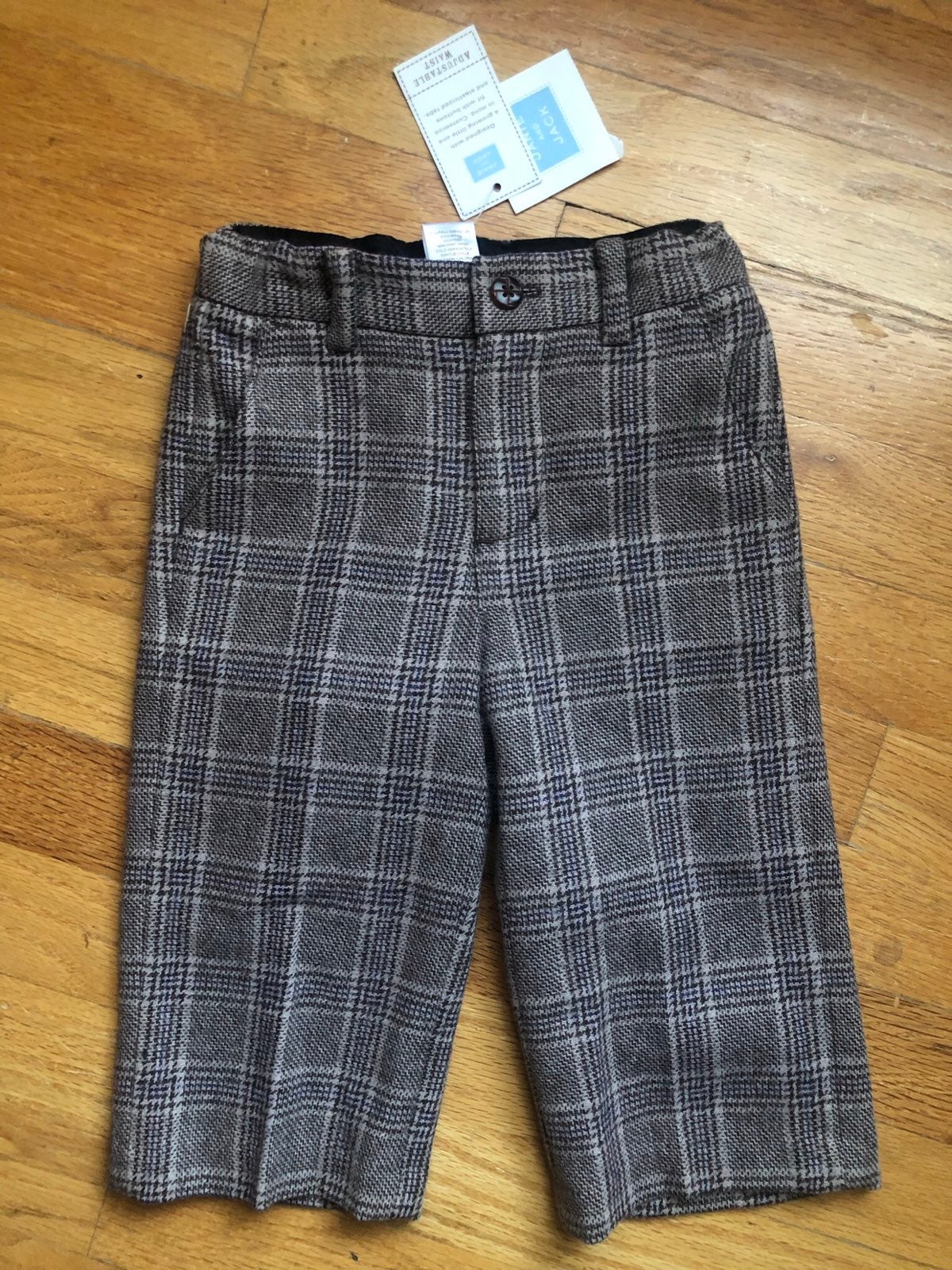 Janie & jack 12-18M NWT wool blend brown plaid dress pants