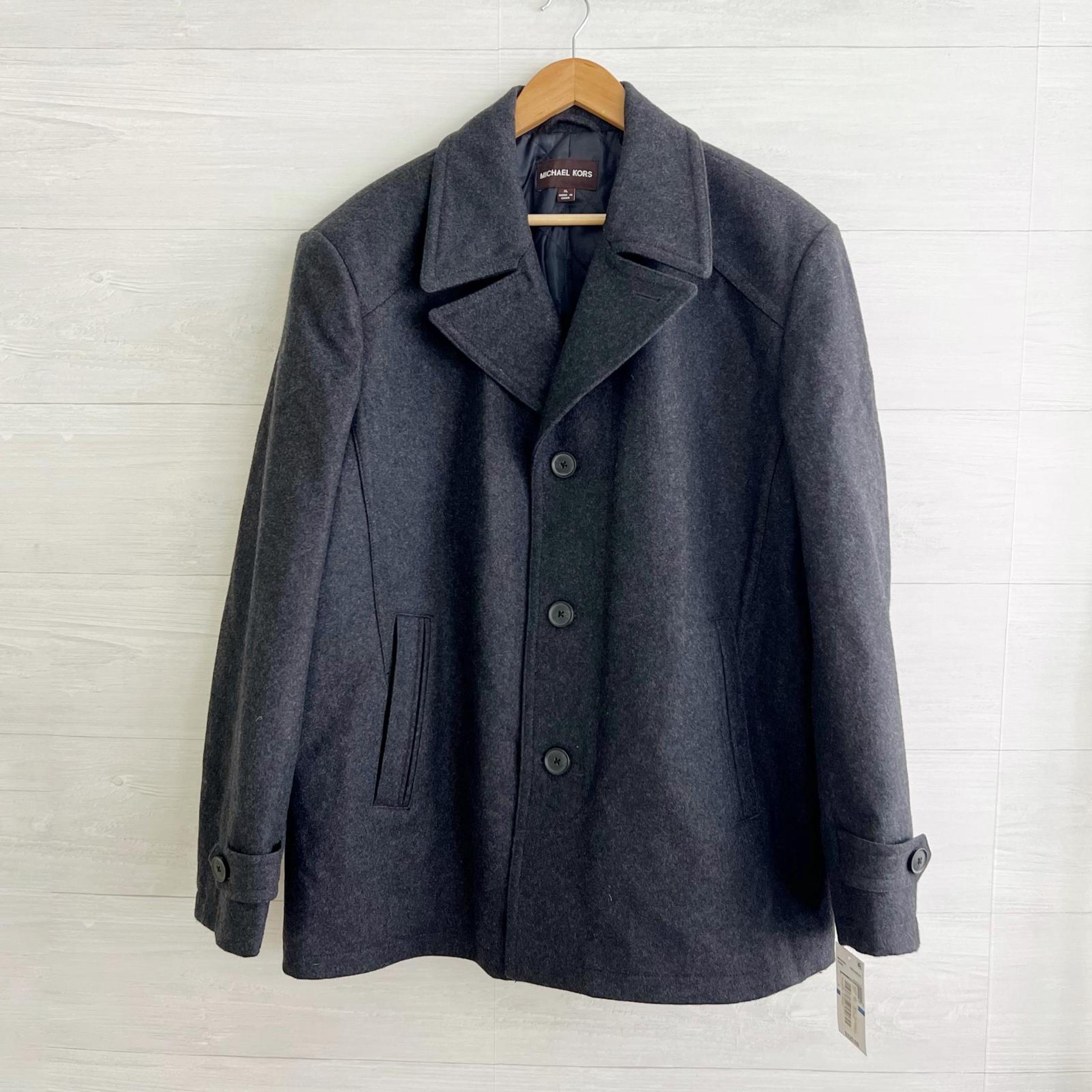 NWT Michael Kors - Charcoal gray wool blend pea coat, Mens XL