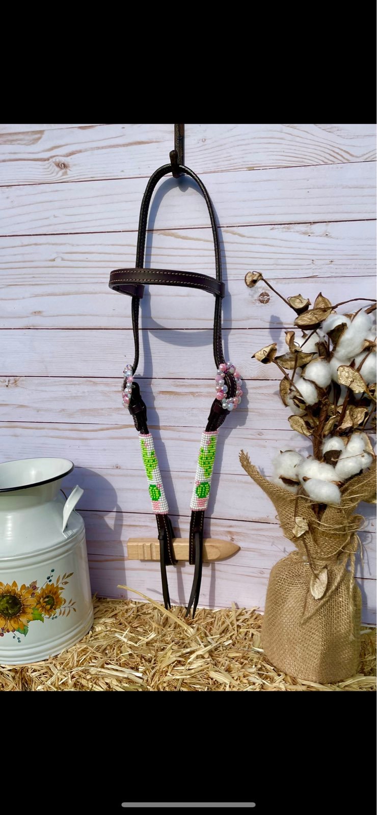 Handbeaded Cactus Headstall