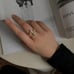 925 Sterling Silver Geometric Chain Adjustable Rings For Women