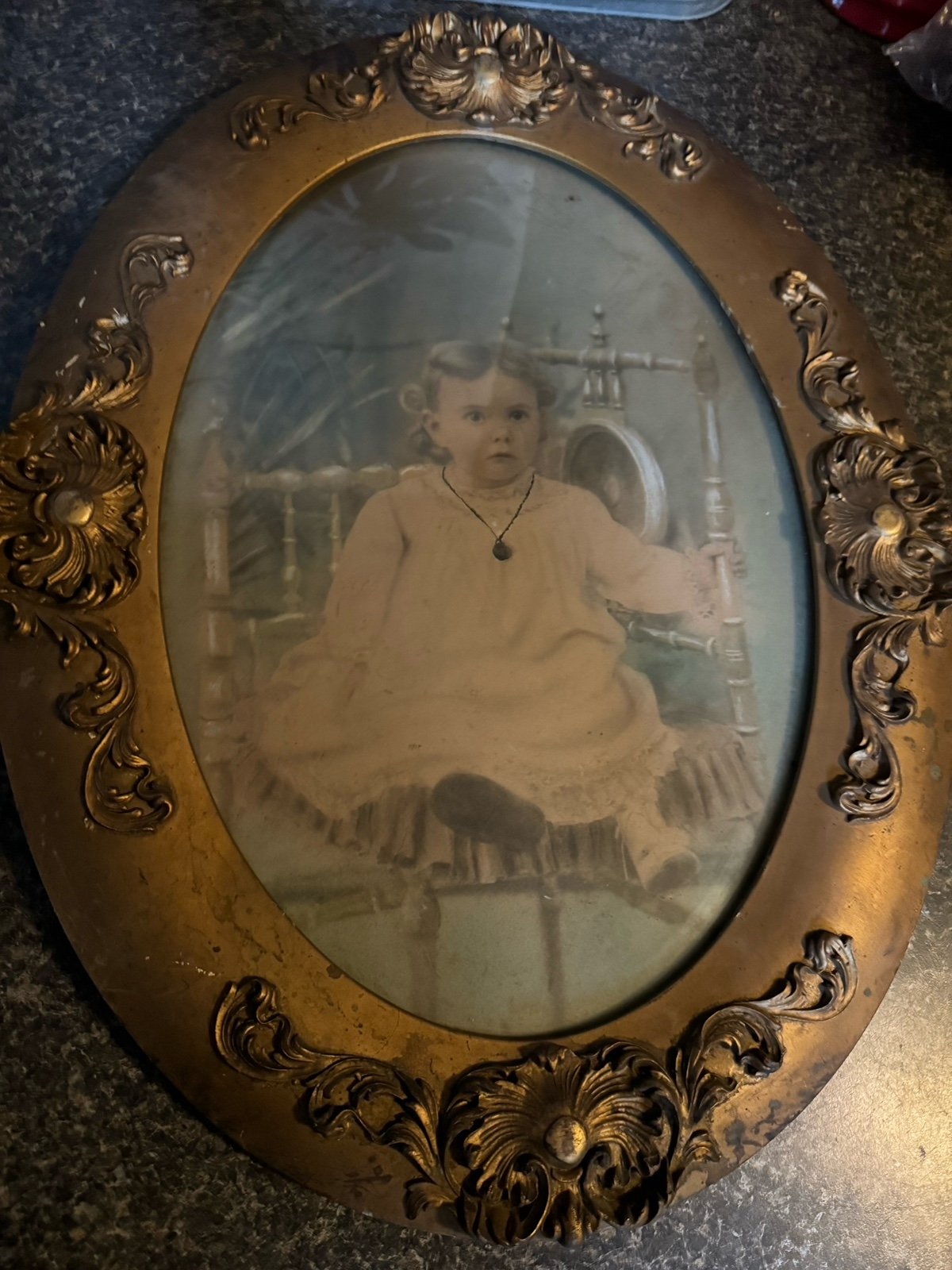 Vintage oval framed photo