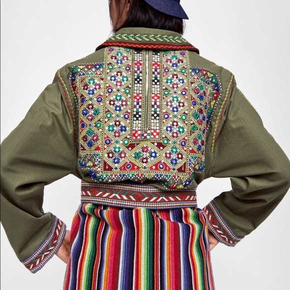 ZARA EMBROIDERED JACKET WITH MIRROR BEAD