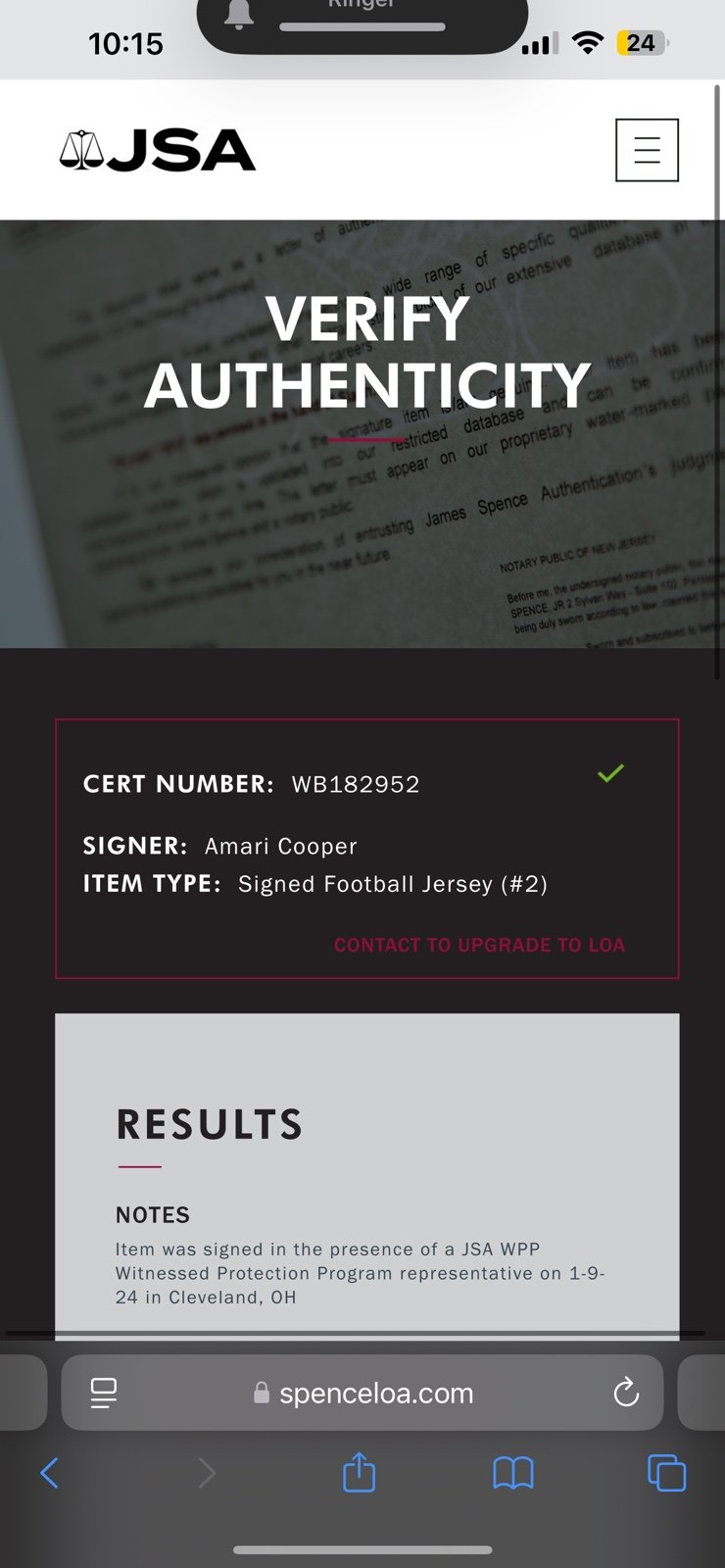 Signed and Authenticated Amari Cooper Jersey