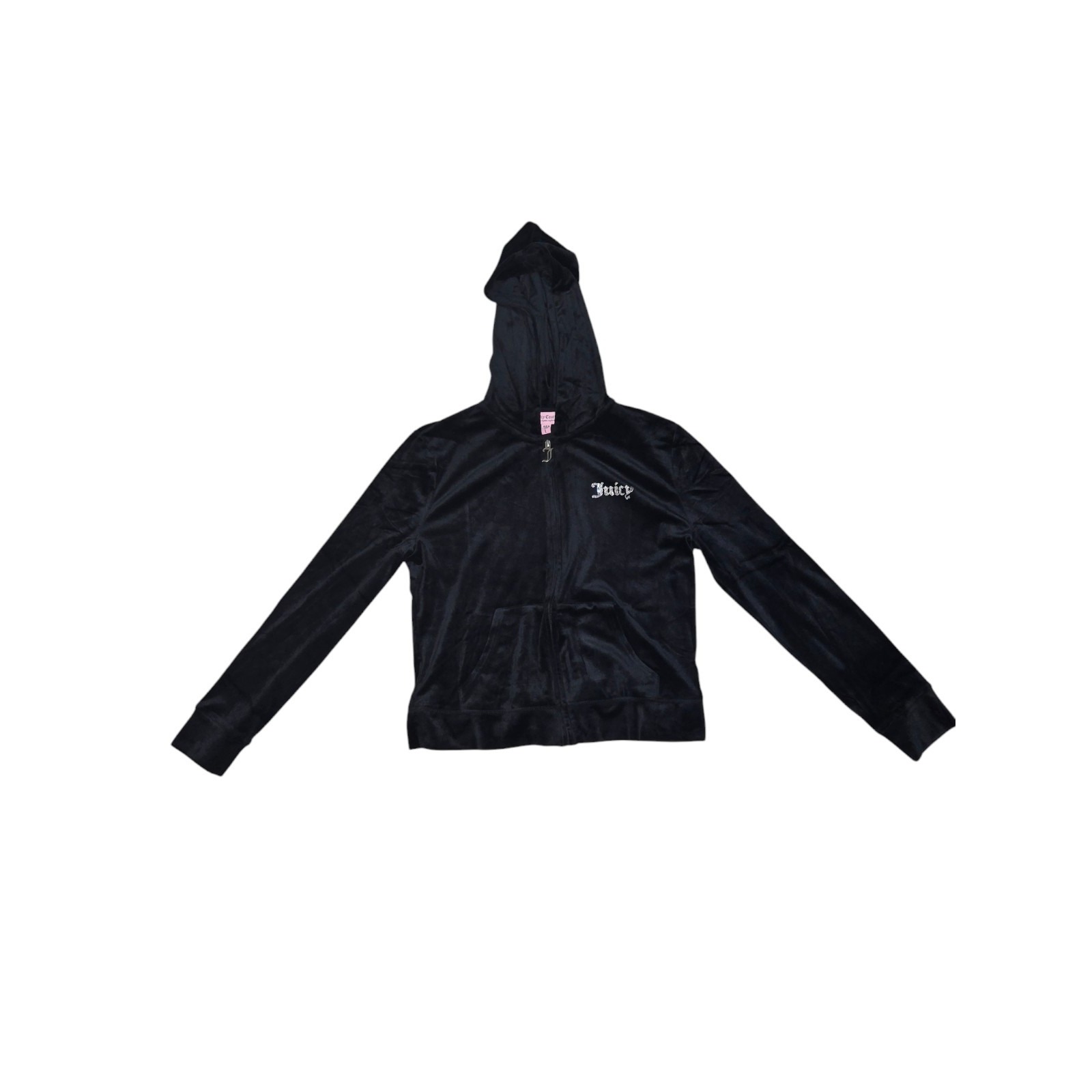 Juicy Womens Black Velvet Full Zip Hoodie Large