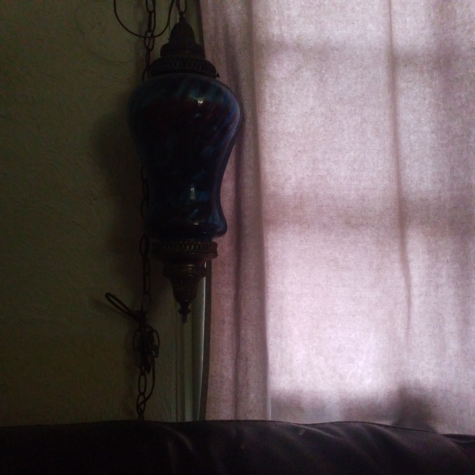 Vintage blue hanging swag lamp
