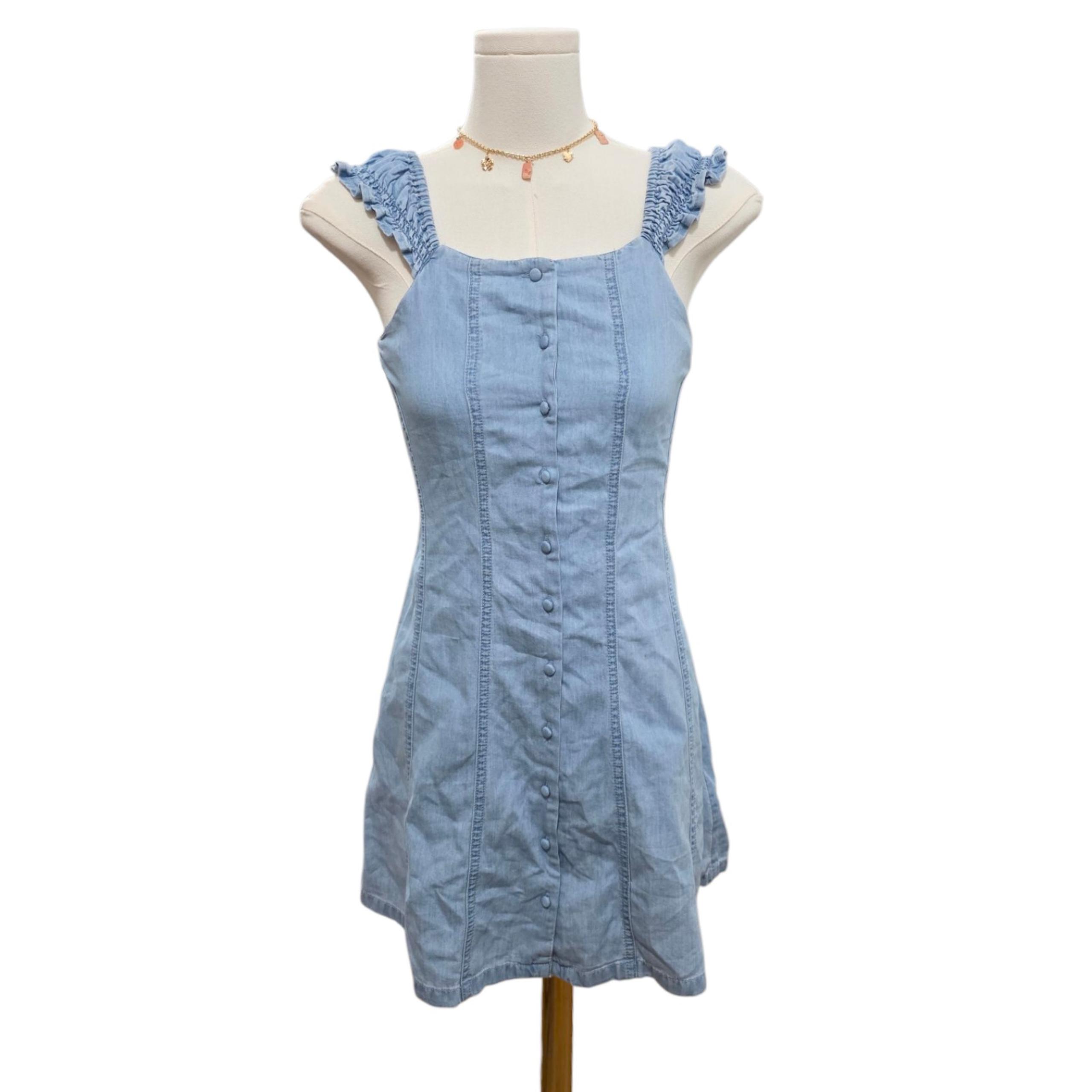 Guess Los Angeles Vintage Fake Denim Look Button Up Dress
