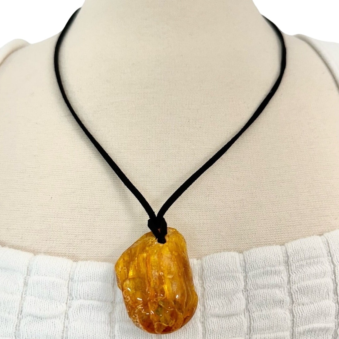 Baltic Amber Necklace Chunky Raw Shape Polished