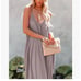 Strappy V Neck Loose Long Dress With Pockets