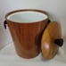 Vintage MCM Wood Ice Bucket With Plastic Liner