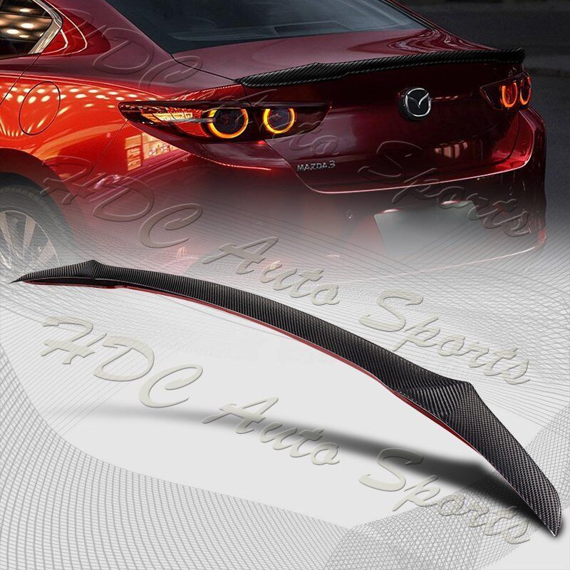For 19-22 Mazda 3 Axela Sedan V-Type Real Carbon Fiber Trunk Lid Spoiler Wing