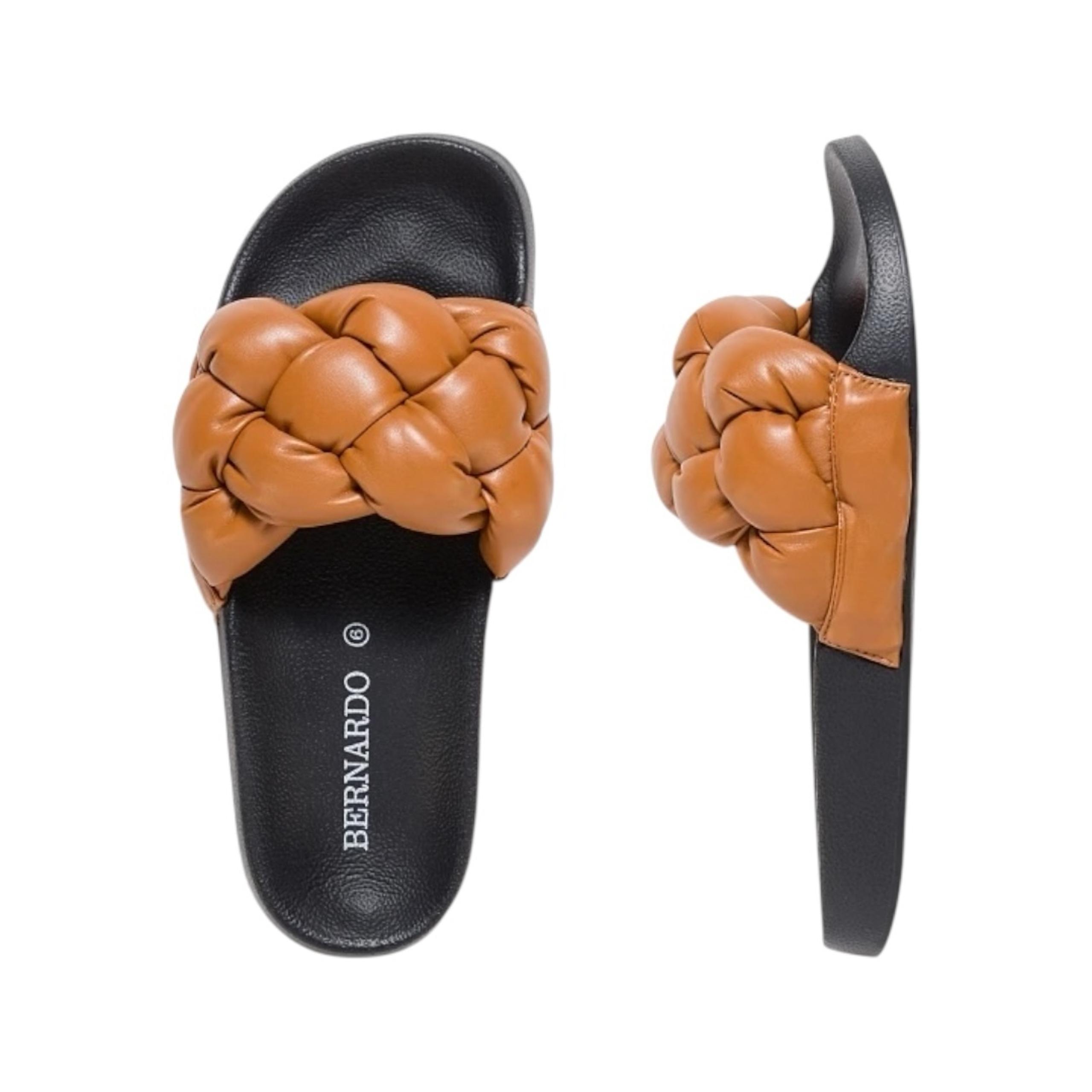 Bernardo Rylee Slide Sandals | Brown Braided Slip-On | Size 8 New in box.