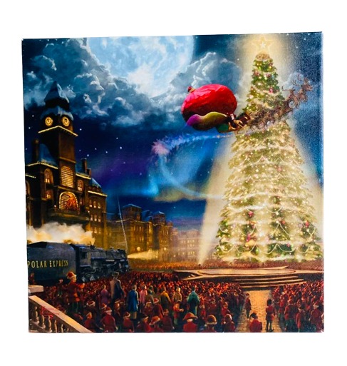 Thomas kinkade Studios The Polar Express 14 x 14 Gallery Canvas Wrap NEW