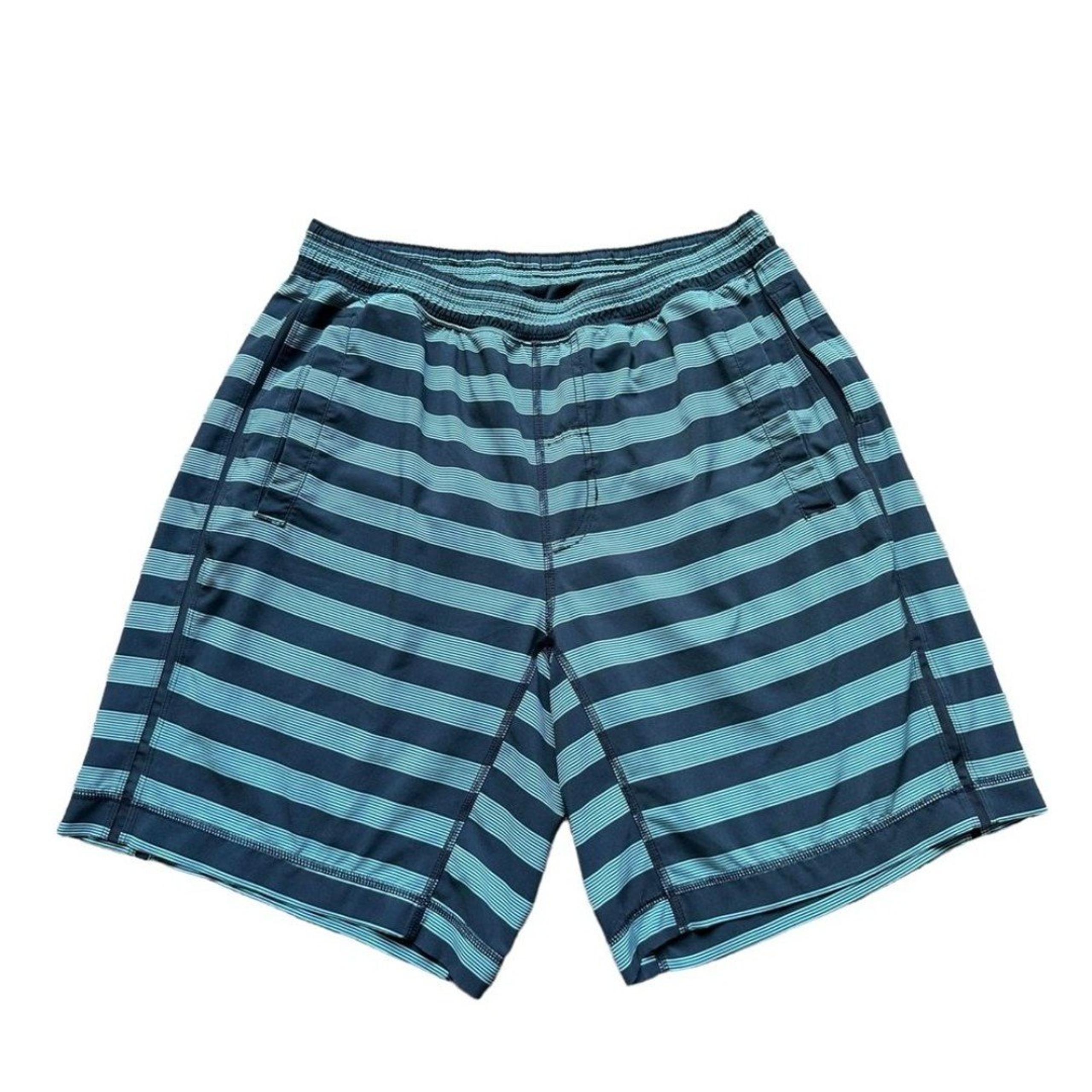 Lululemon Athletica Men’s Blue Striped Active Athletic Gym Shorts